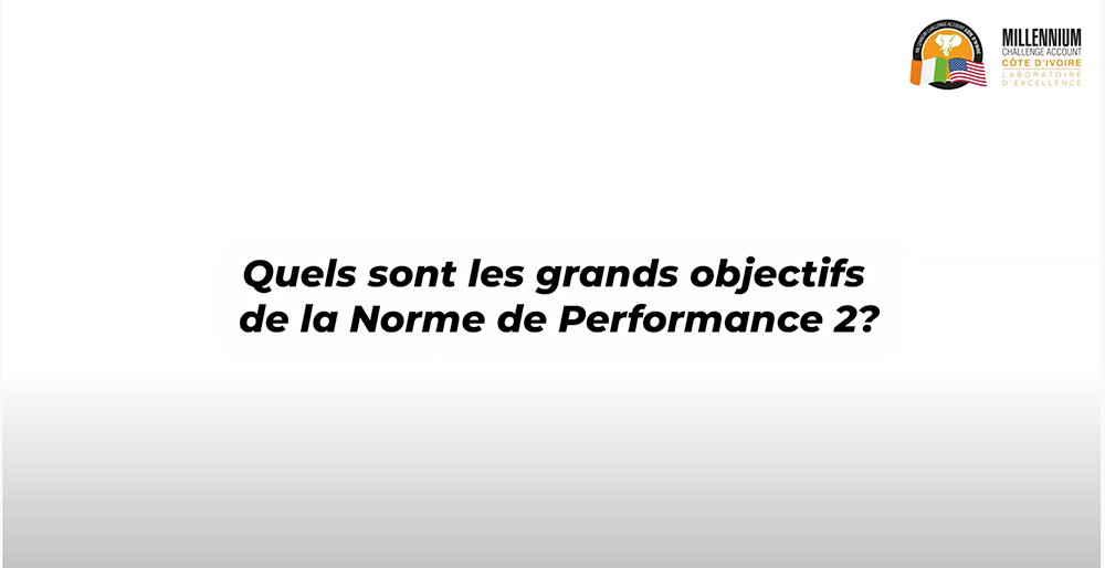 Quels sont les objectifs de la Norme de Performance 2?